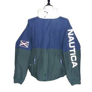 Vintage Nautica Sailing Jacket Mens L Large "Highland Glen" hidden cotton hood